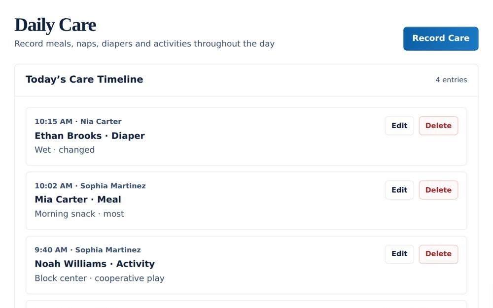 Tendroll daily care screen