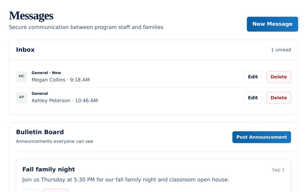 Tendroll messages screen