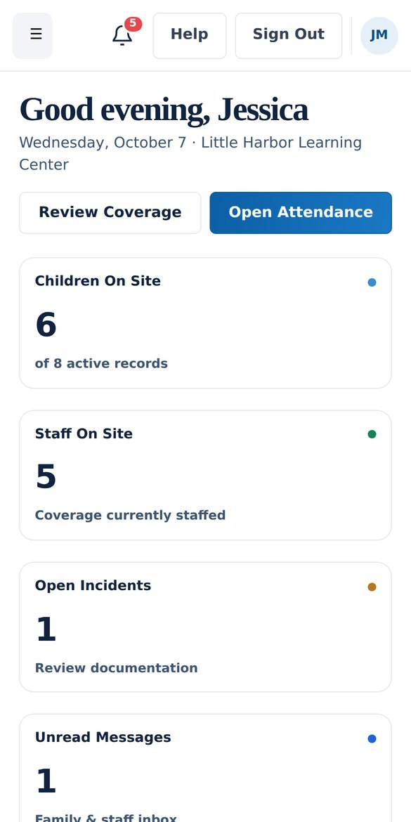 Tendroll on a phone: today's dashboard